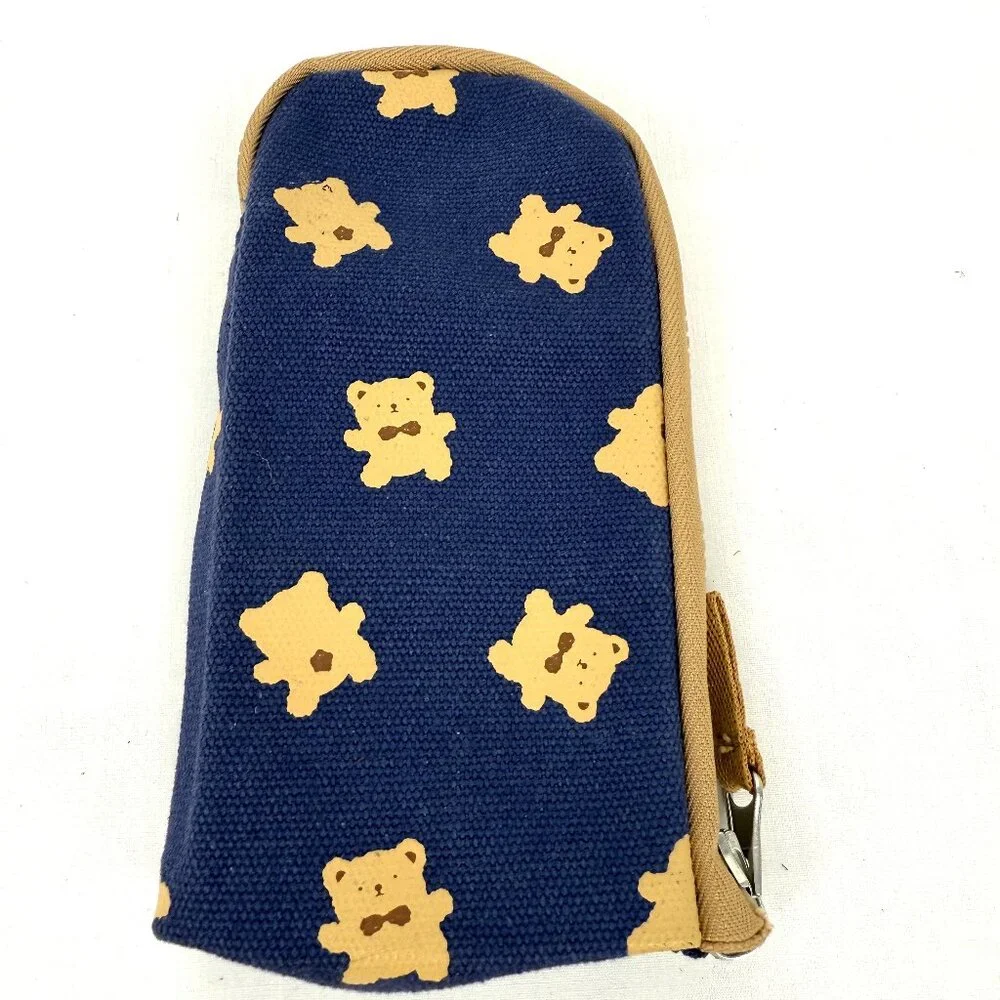 Miniso Bear Pencil Case Blue Denim Feel